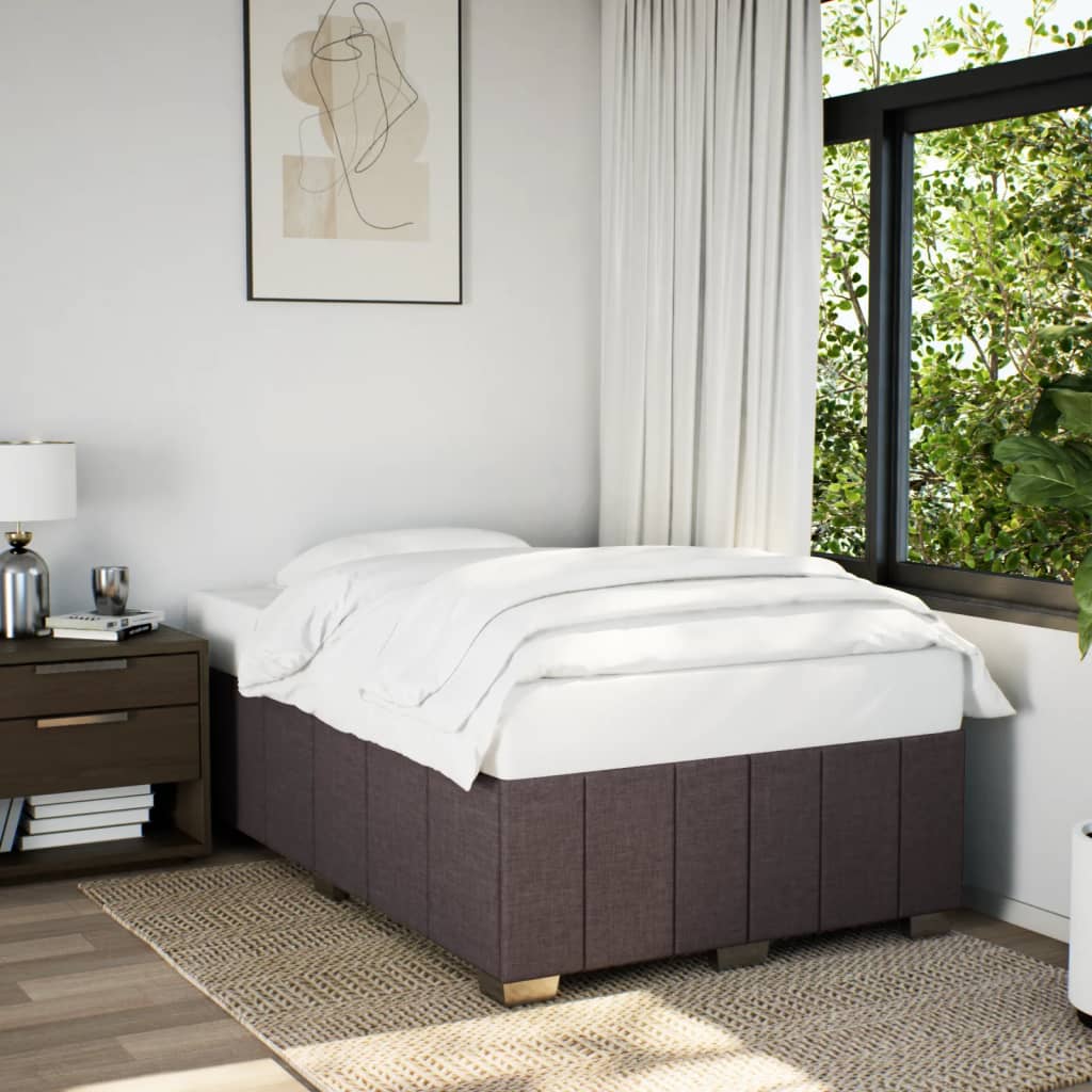 Cadre de lit sans matelas marron foncé 120x190 cm tissu - XIOS