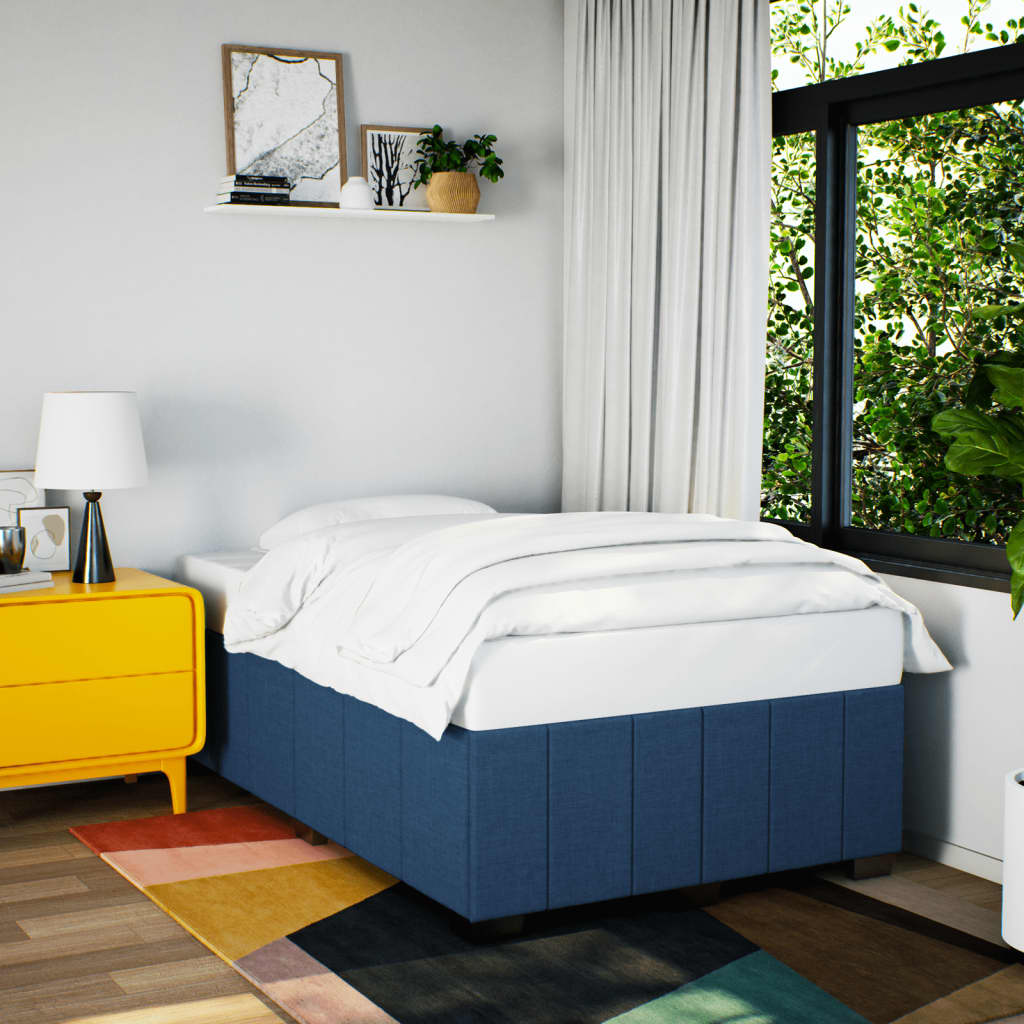 Cadre de lit sans matelas bleu 120x200 cm tissu - XIOS