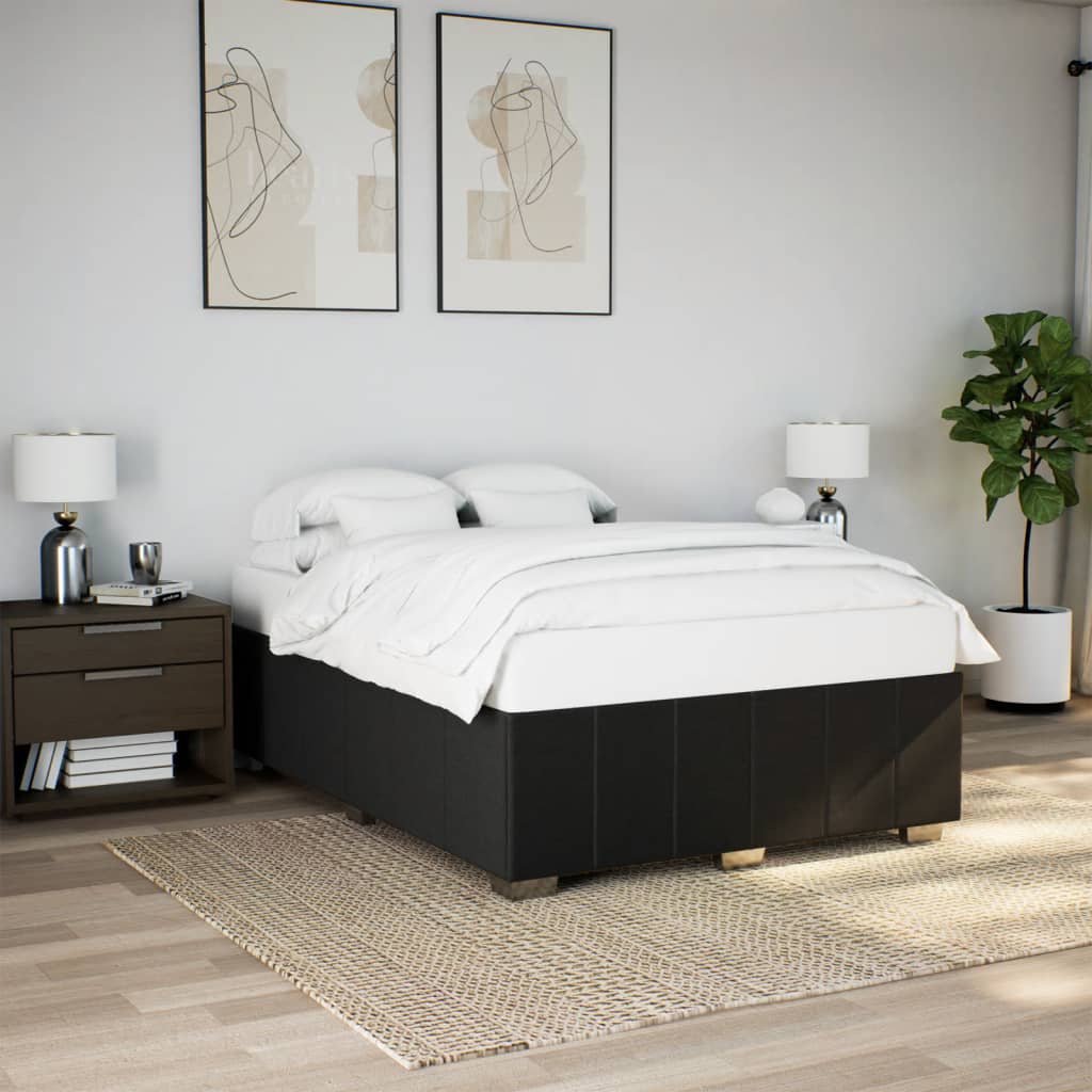 Cadre de lit sans matelas noir 140x190 cm tissu - XIOS