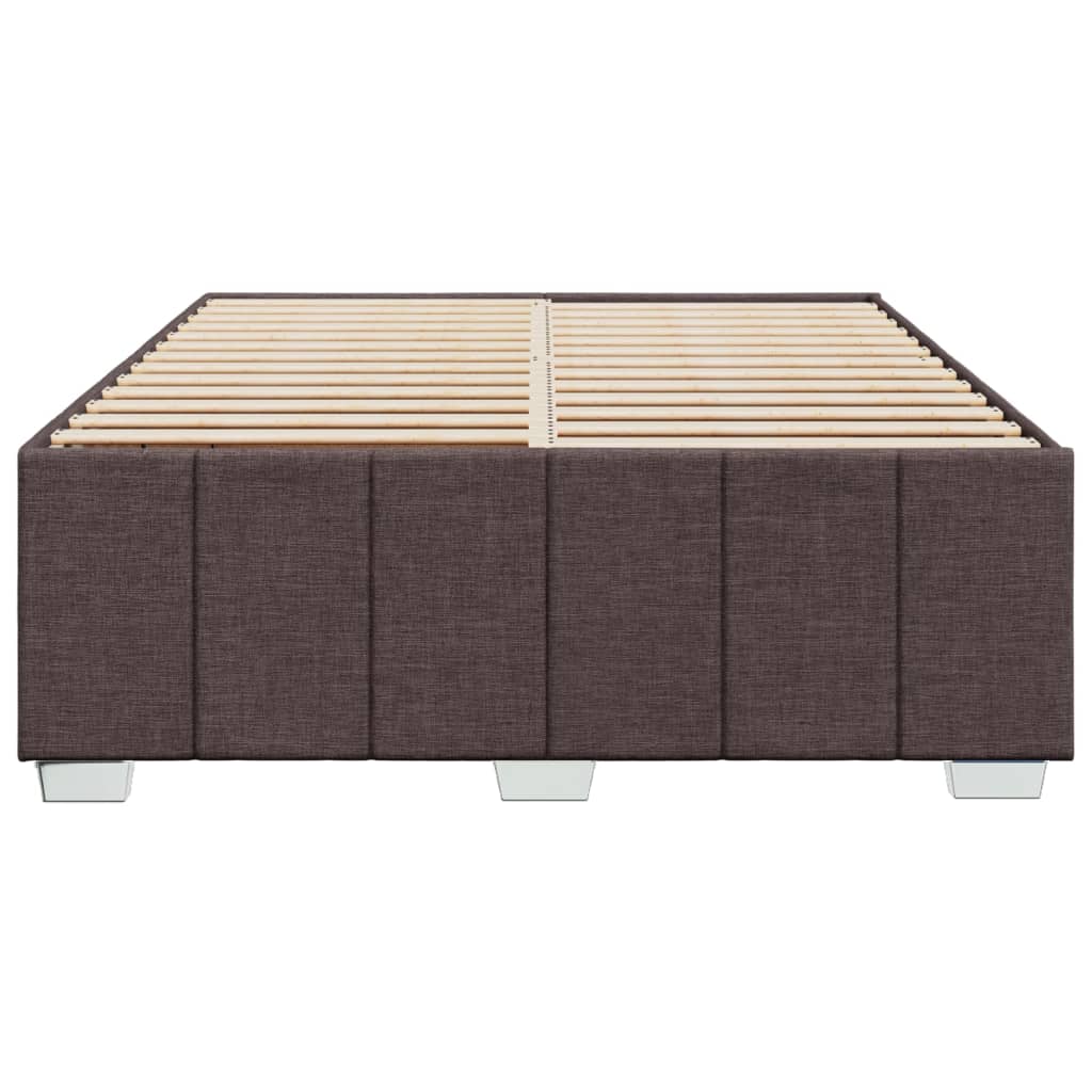 Cadre de lit sans matelas marron foncé 140x190 cm tissu - XIOS