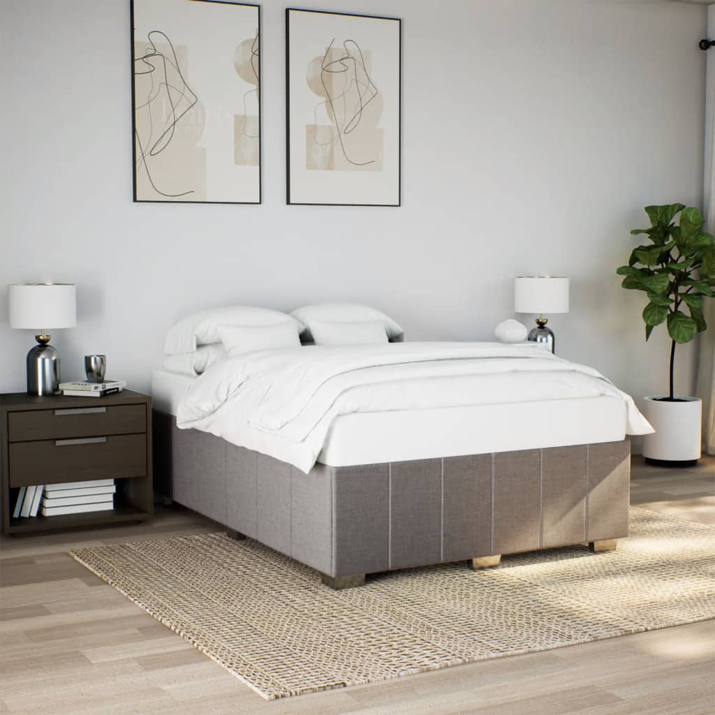 Cadre de lit sans matelas taupe 140x190 cm tissu - XIOS