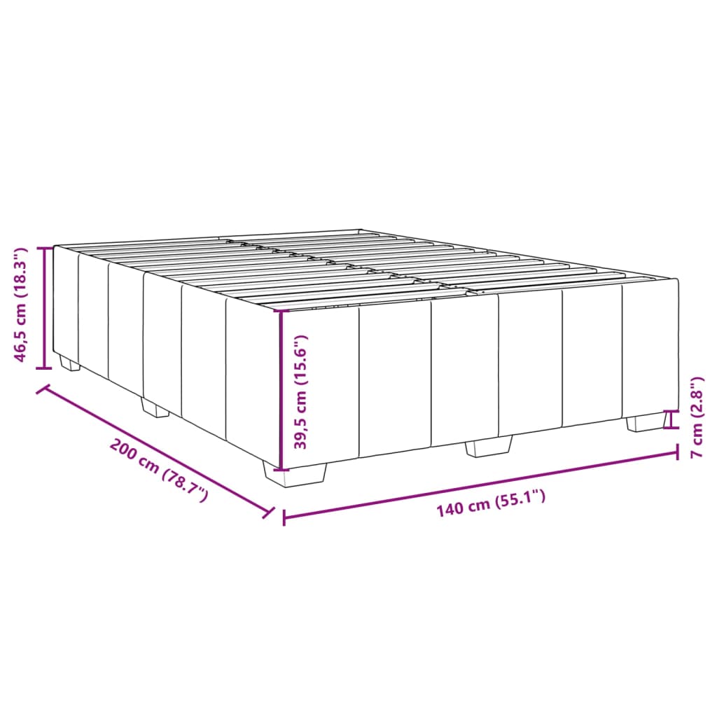 Cadre de lit sans matelas noir 140x200 cm tissu - XIOS