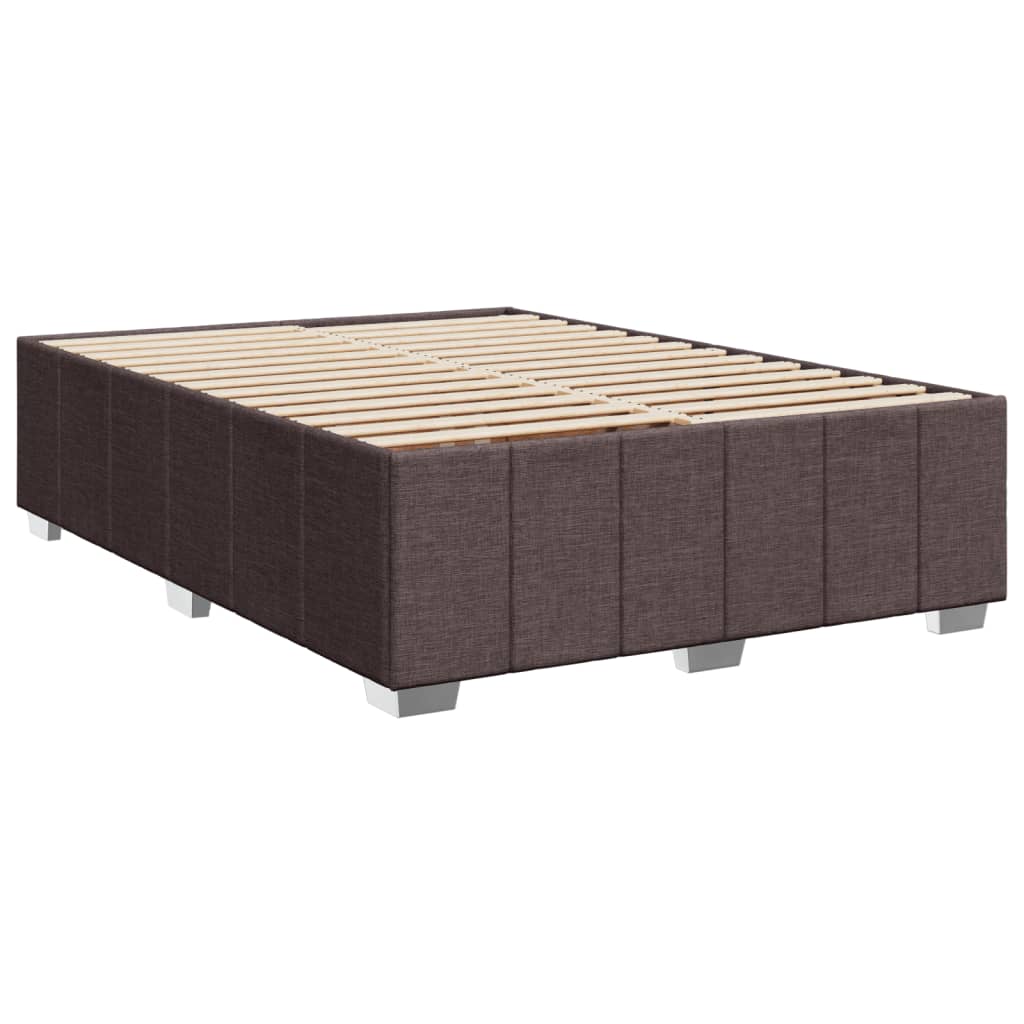 Cadre de lit sans matelas marron foncé 140x200 cm tissu - XIOS