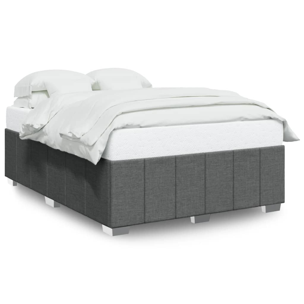 Cadre de lit sans matelas gris foncé 160x200 cm tissu - XIOS