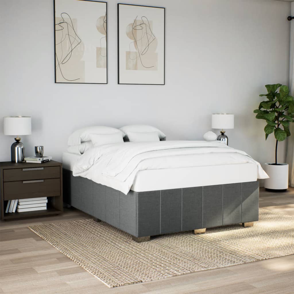 Cadre de lit sans matelas gris foncé 160x200 cm tissu - XIOS