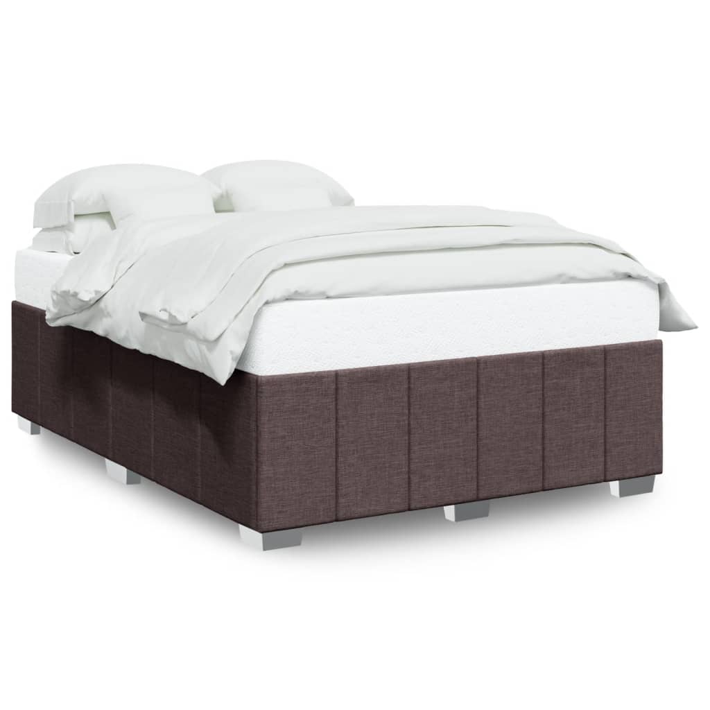 Cadre de lit sans matelas marron foncé 160x200 cm tissu - XIOS