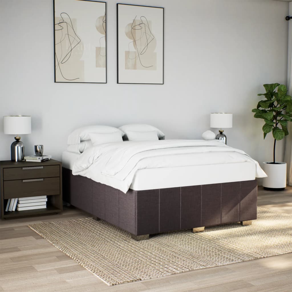 Cadre de lit sans matelas marron foncé 160x200 cm tissu - XIOS