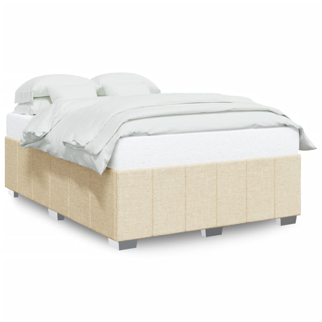 Cadre de lit sans matelas crème 160x200 cm tissu - XIOS