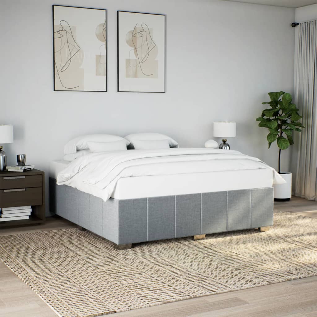 Cadre de lit sans matelas gris clair 200x200 cm tissu - XIOS