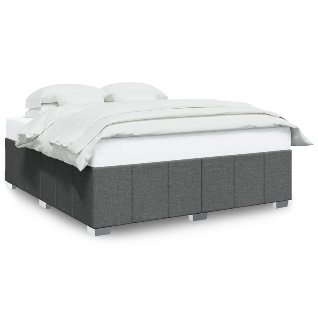 Cadre de lit sans matelas gris foncé 200x200 cm tissu - XIOS