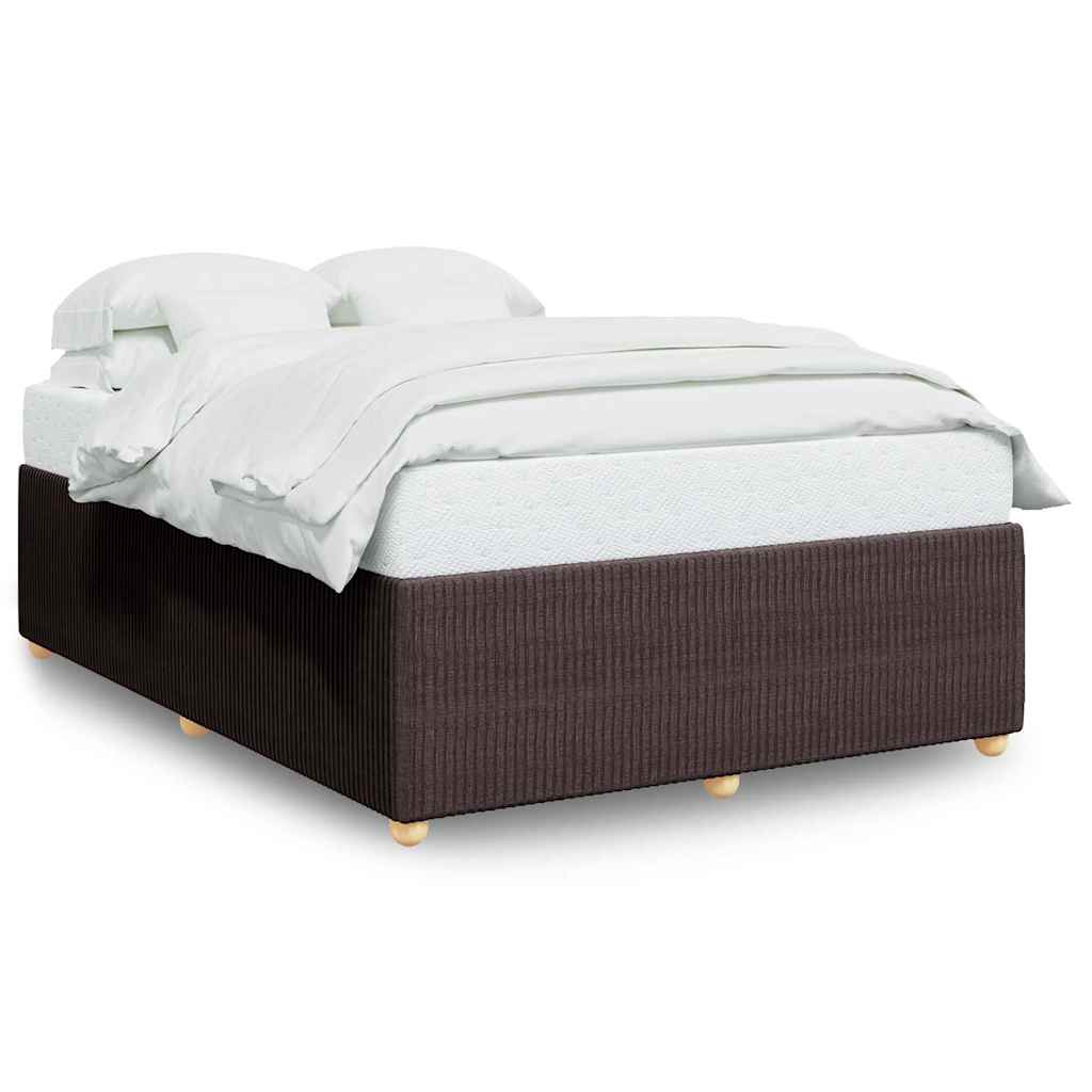 Cadre de lit sans matelas marron foncé 140x190 cm tissu - XIOS