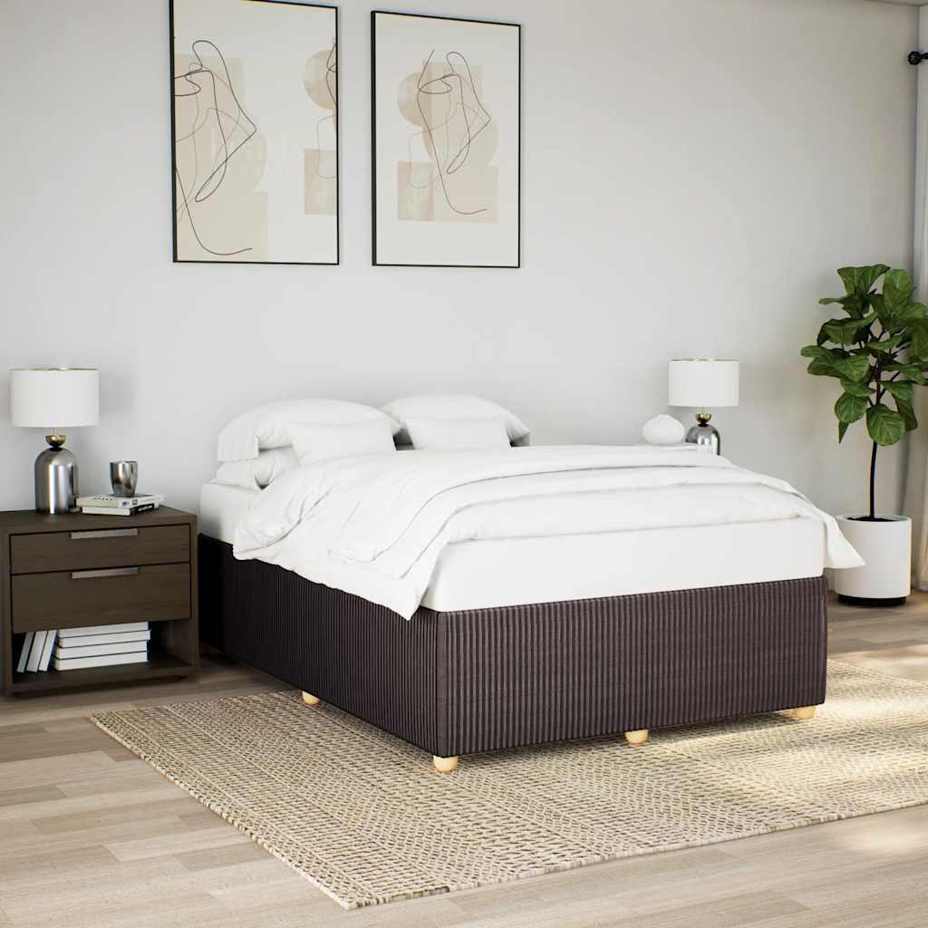 Cadre de lit sans matelas marron foncé 140x200 cm tissu - XIOS