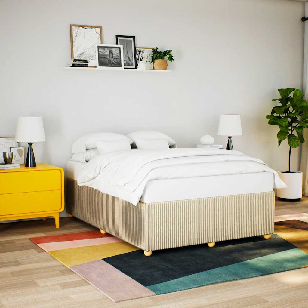 Cadre de lit sans matelas crème 140x200 cm tissu - XIOS