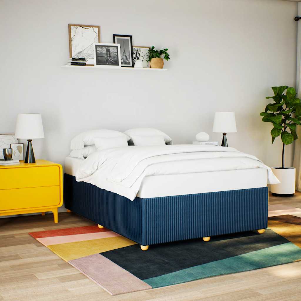 Cadre de lit sans matelas bleu 140x200 cm tissu - XIOS