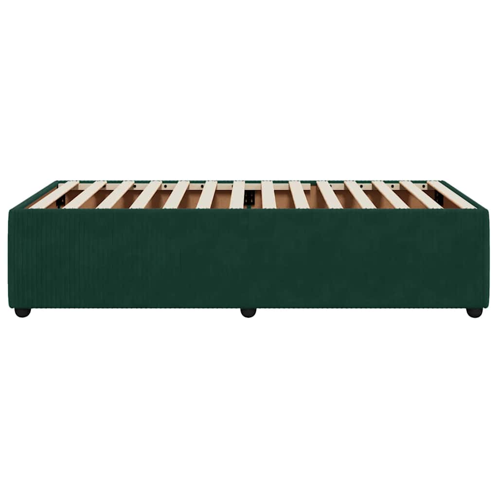 Cadre de lit sans matelas vert foncé 90x190 cm velours - XIOS