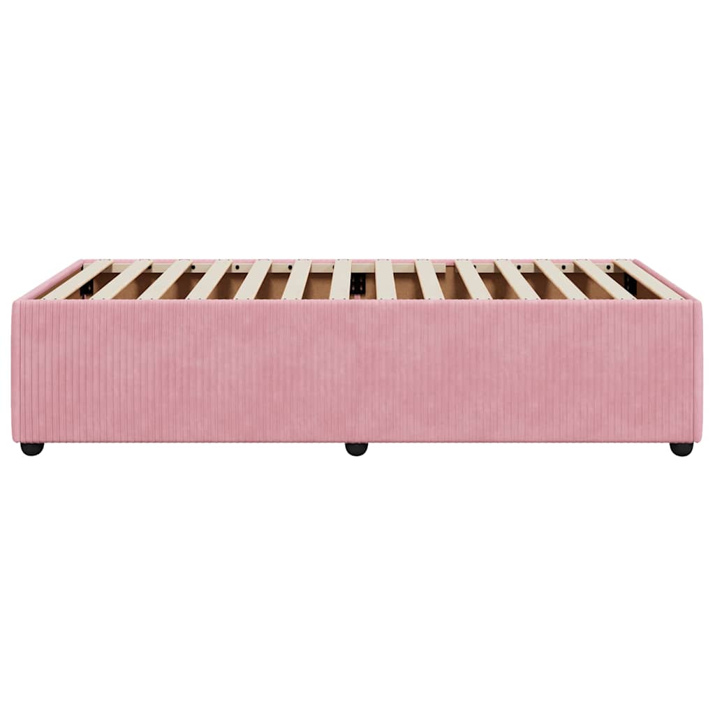 Cadre de lit sans matelas rose 90x190 cm velours - XIOS