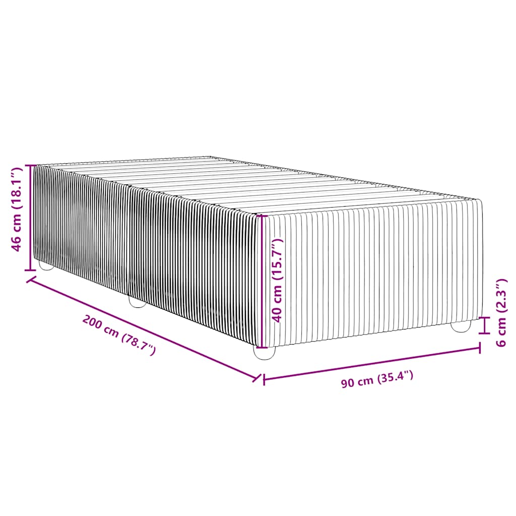 Cadre de lit sans matelas gris foncé 90x200 cm velours - XIOS
