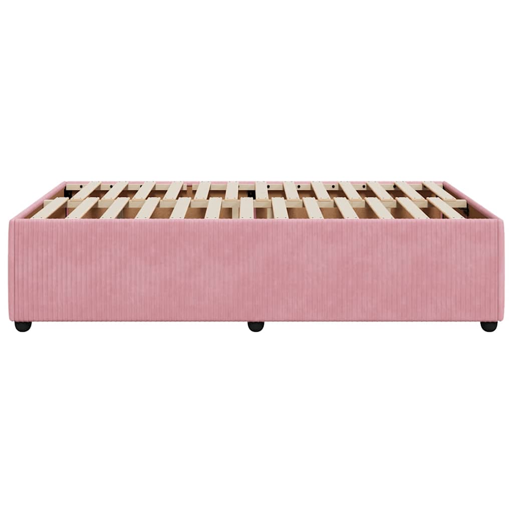 Cadre de lit sans matelas rose 120x190 cm velours - XIOS
