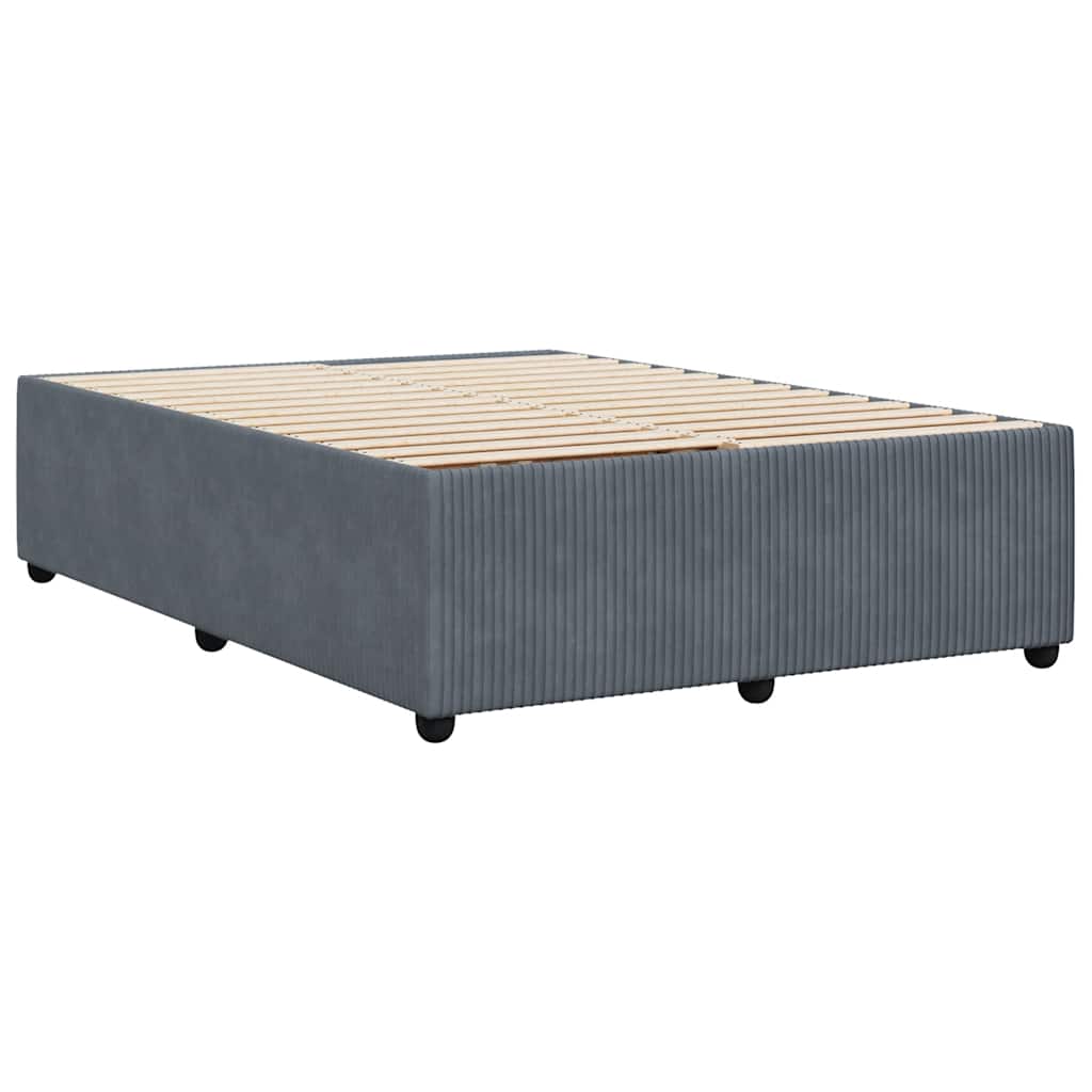 Cadre de lit sans matelas gris foncé 140x190 cm velours - XIOS