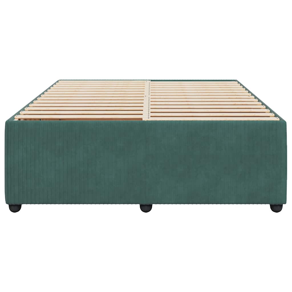Cadre de lit sans matelas vert foncé 140x190 cm velours - XIOS