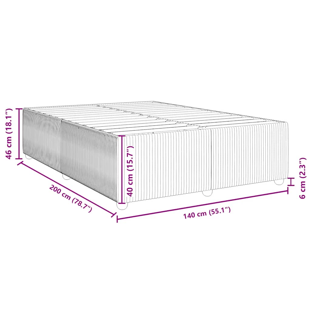 Cadre de lit sans matelas gris clair 140x200 cm velours - XIOS