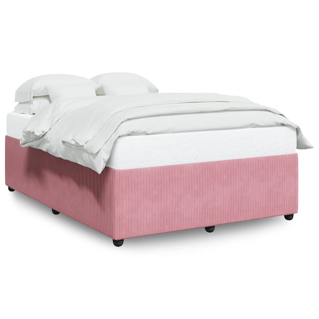 Cadre de lit sans matelas rose 140x200 cm velours - XIOS