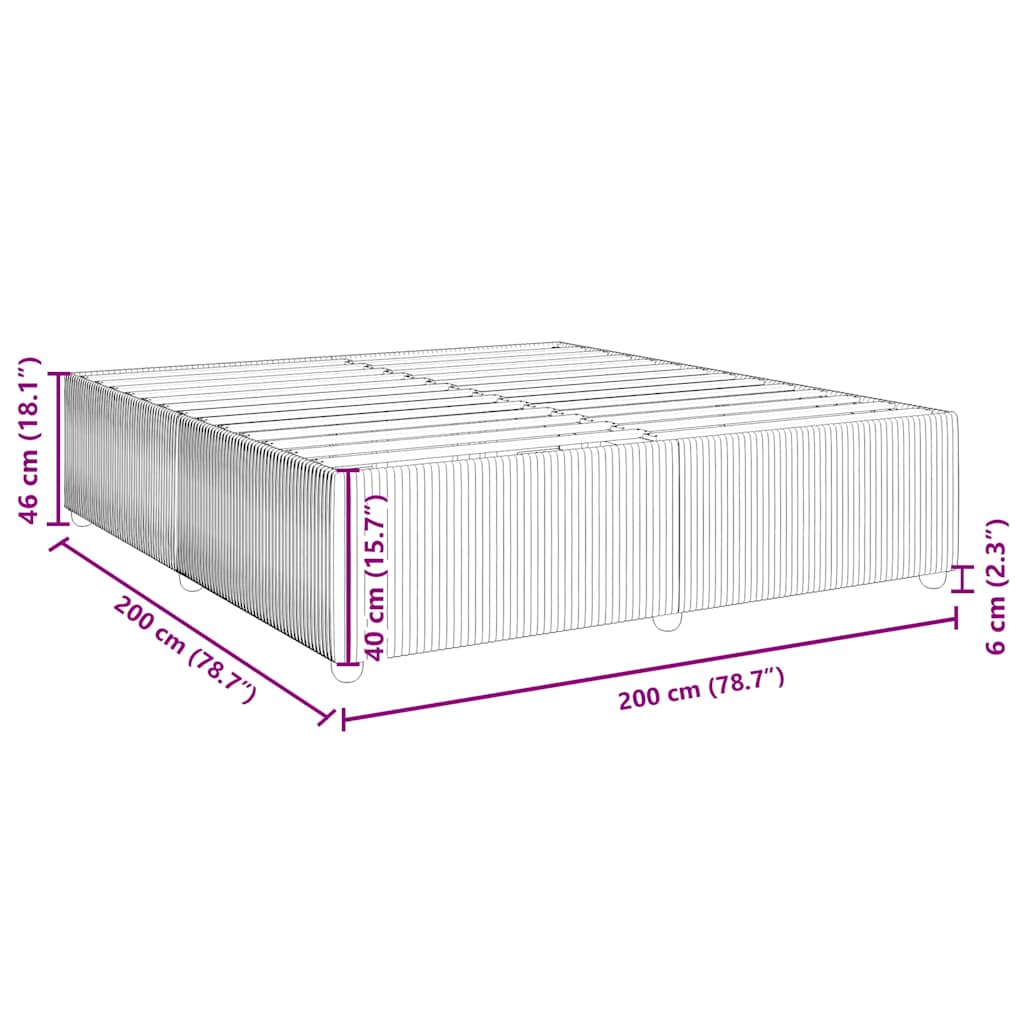Cadre de lit sans matelas gris foncé 200x200 cm velours - XIOS
