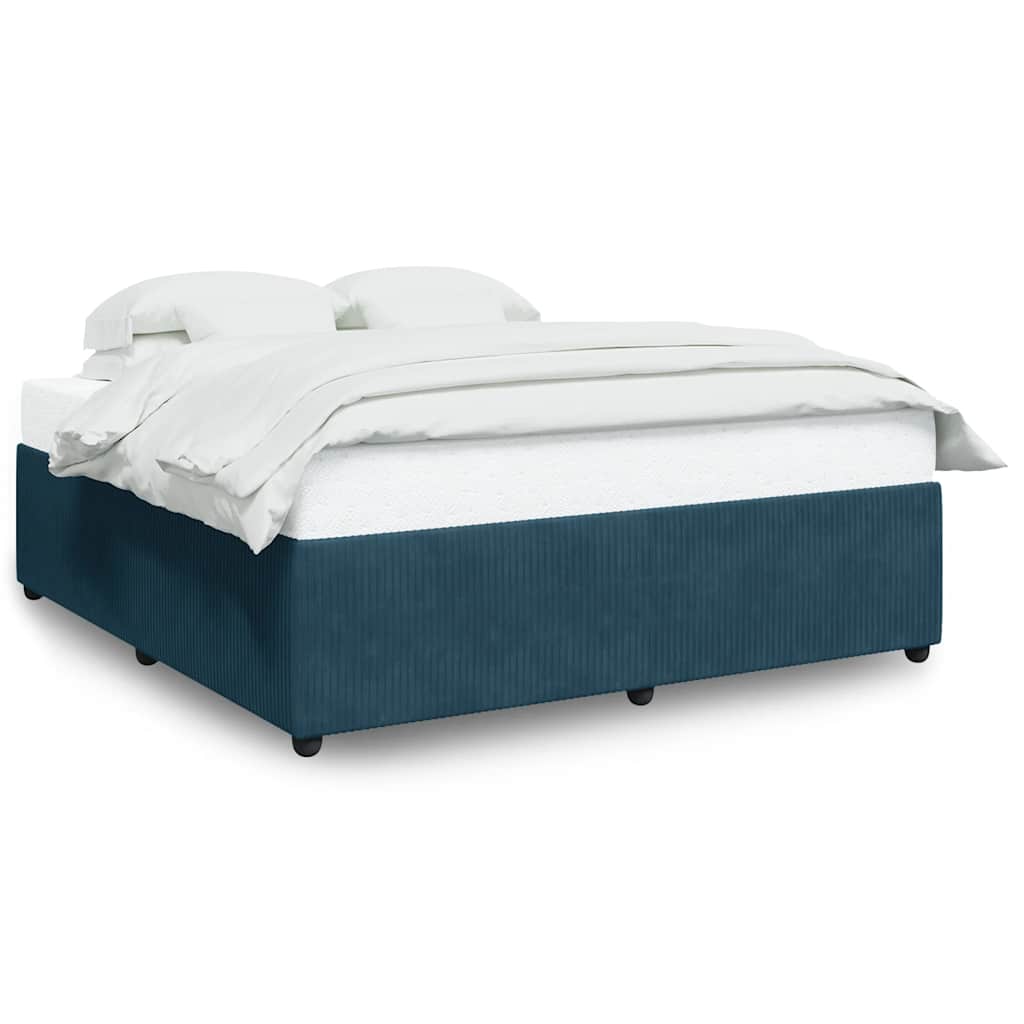 Cadre de lit sans matelas bleu 200x200 cm velours