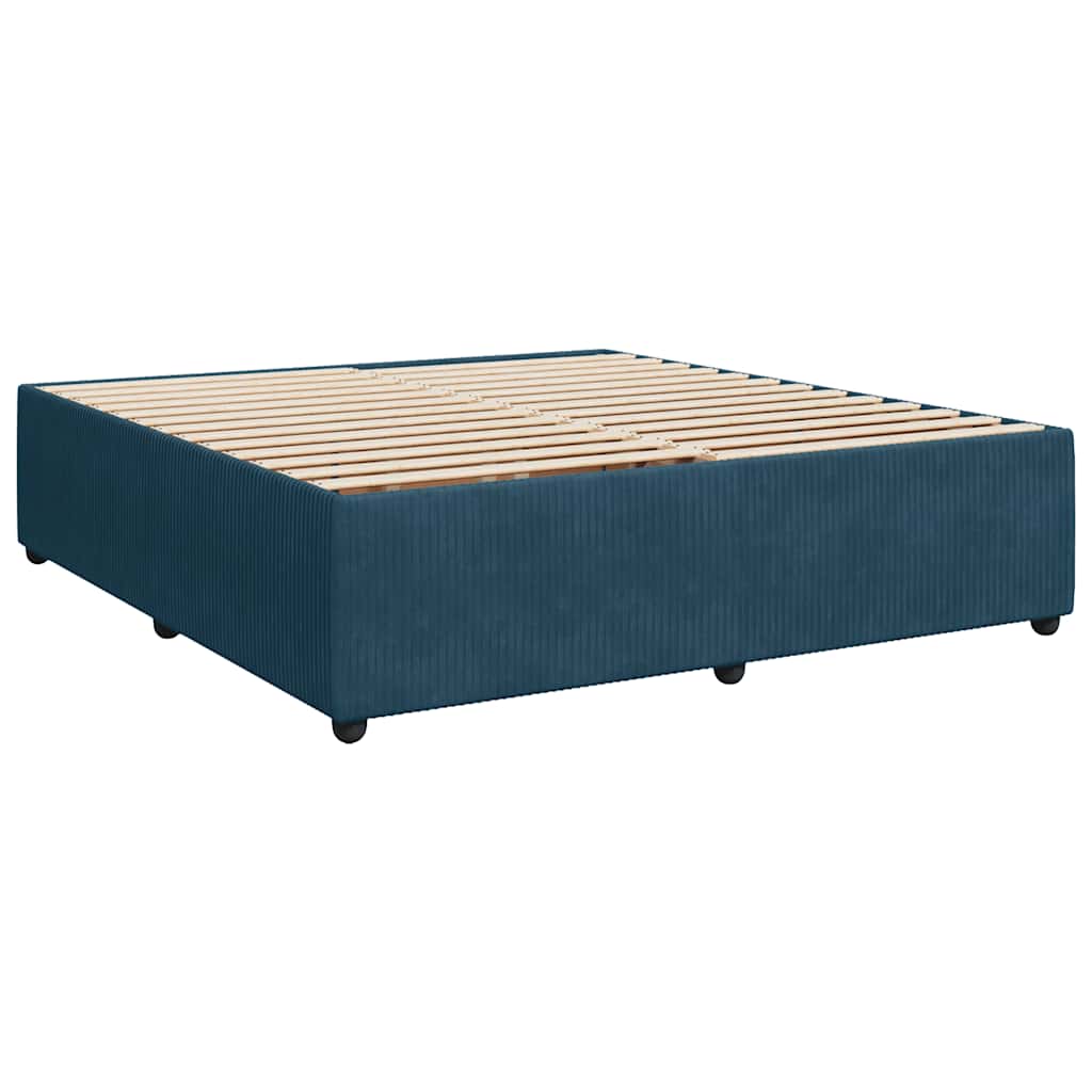 Cadre de lit sans matelas bleu 200x200 cm velours