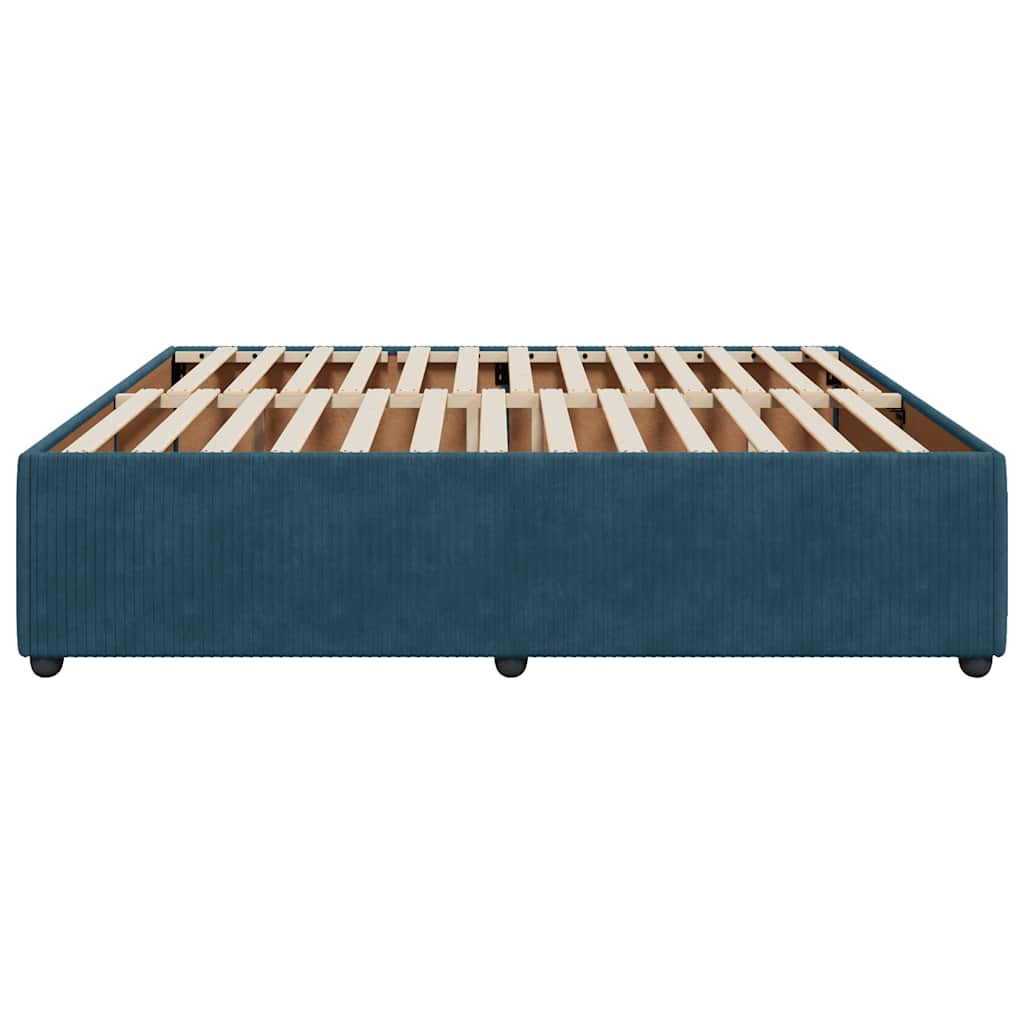 Cadre de lit sans matelas bleu 200x200 cm velours