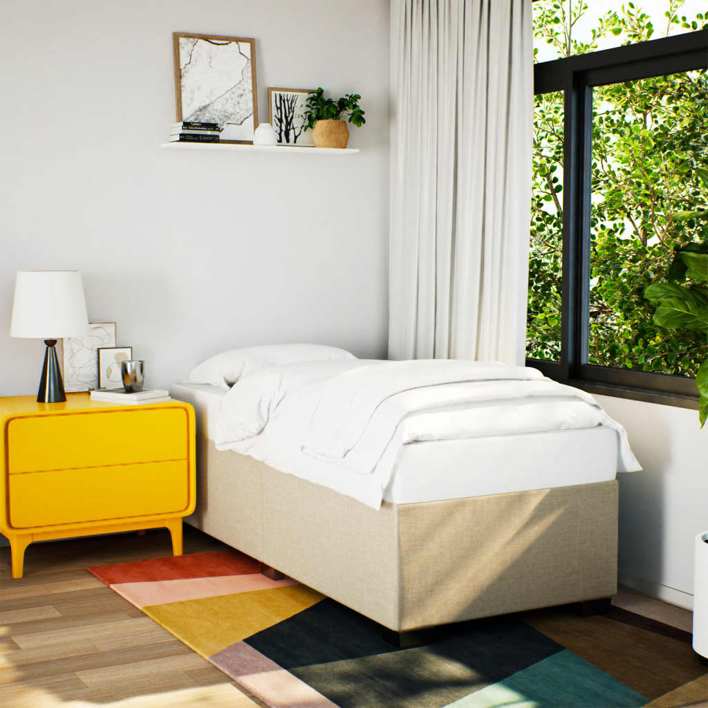 Sommier à lattes de lit avec matelas Crème 100x200 cm Tissu - XIOS
