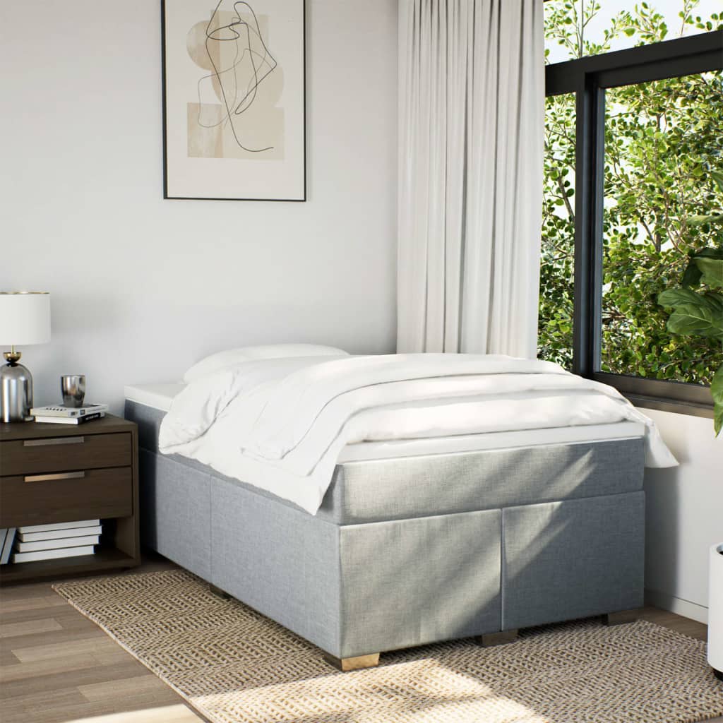 Sommier à lattes de lit et matelas gris clair 120x190 cm tissu - XIOS