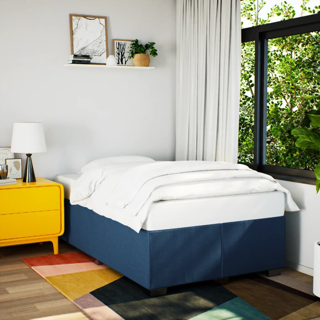 Sommier à lattes de lit avec matelas bleu 120x190 cm tissu - XIOS