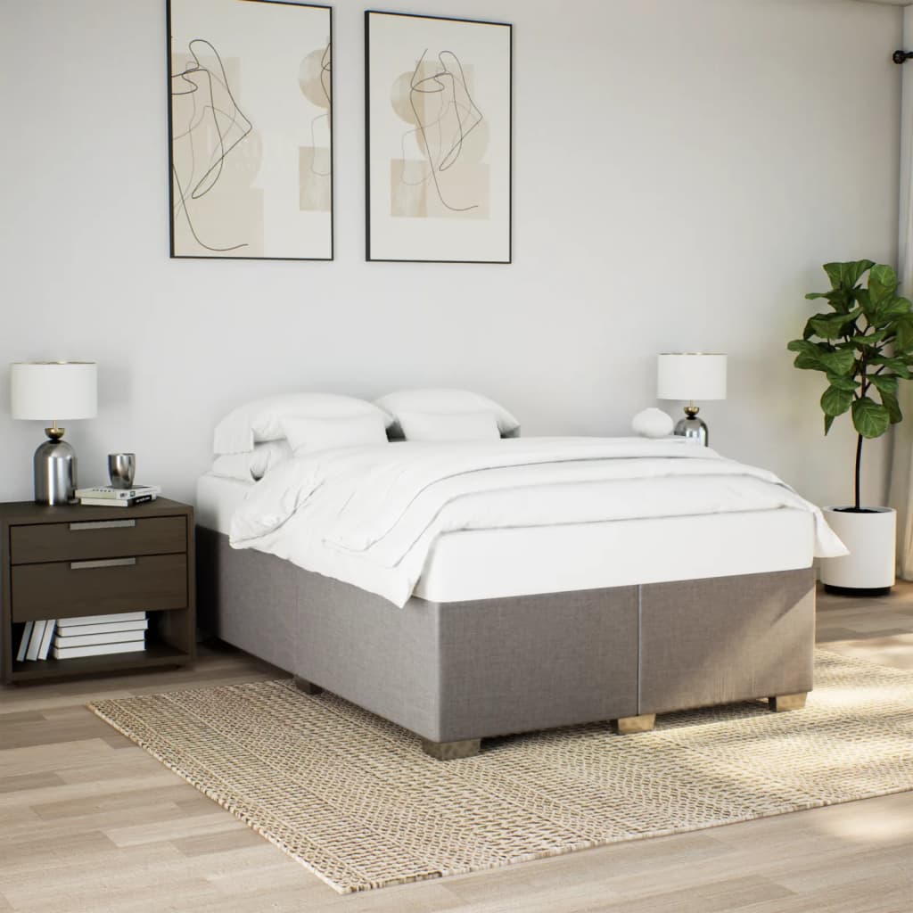 Sommier à lattes de lit avec matelas Taupe 140x190 cm Tissu - XIOS
