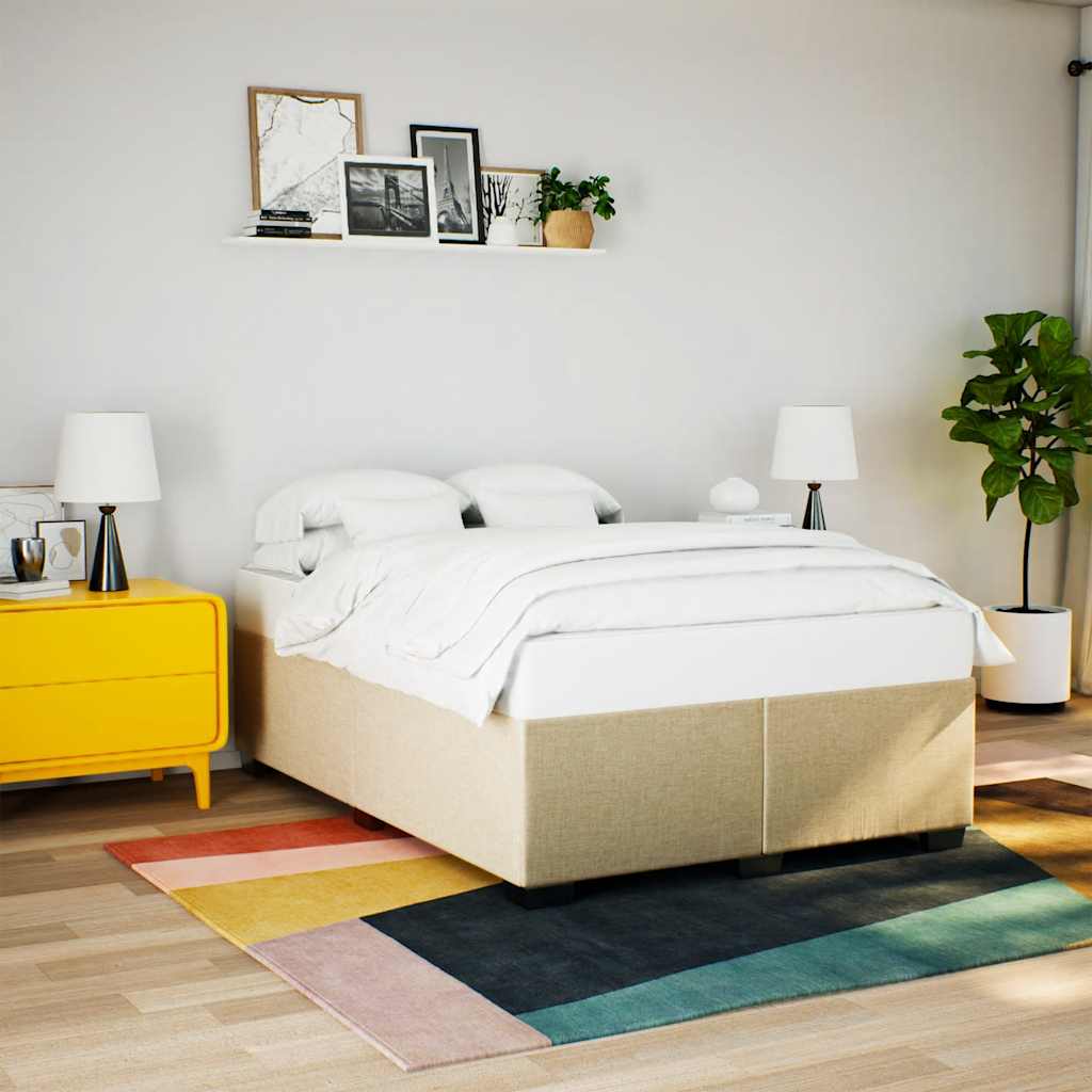 Sommier à lattes de lit avec matelas Crème 140x190 cm Tissu - XIOS