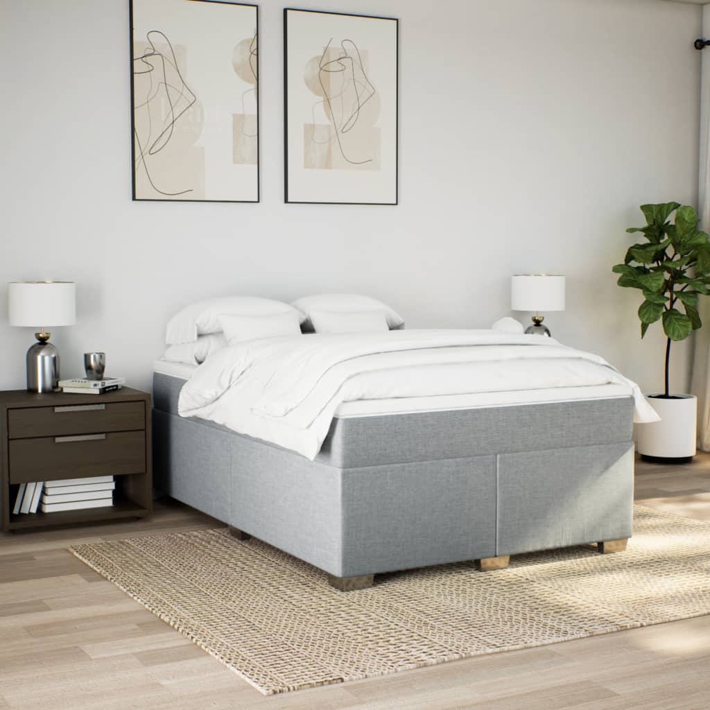 Sommier à lattes de lit avec matelas Gris clair 140x200cm Tissu - XIOS
