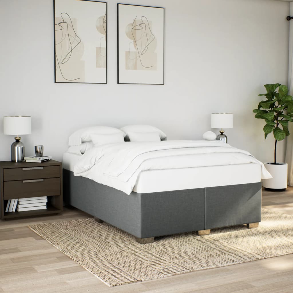 Sommier à lattes de lit avec matelas Gris foncé 140x200cm Tissu - XIOS