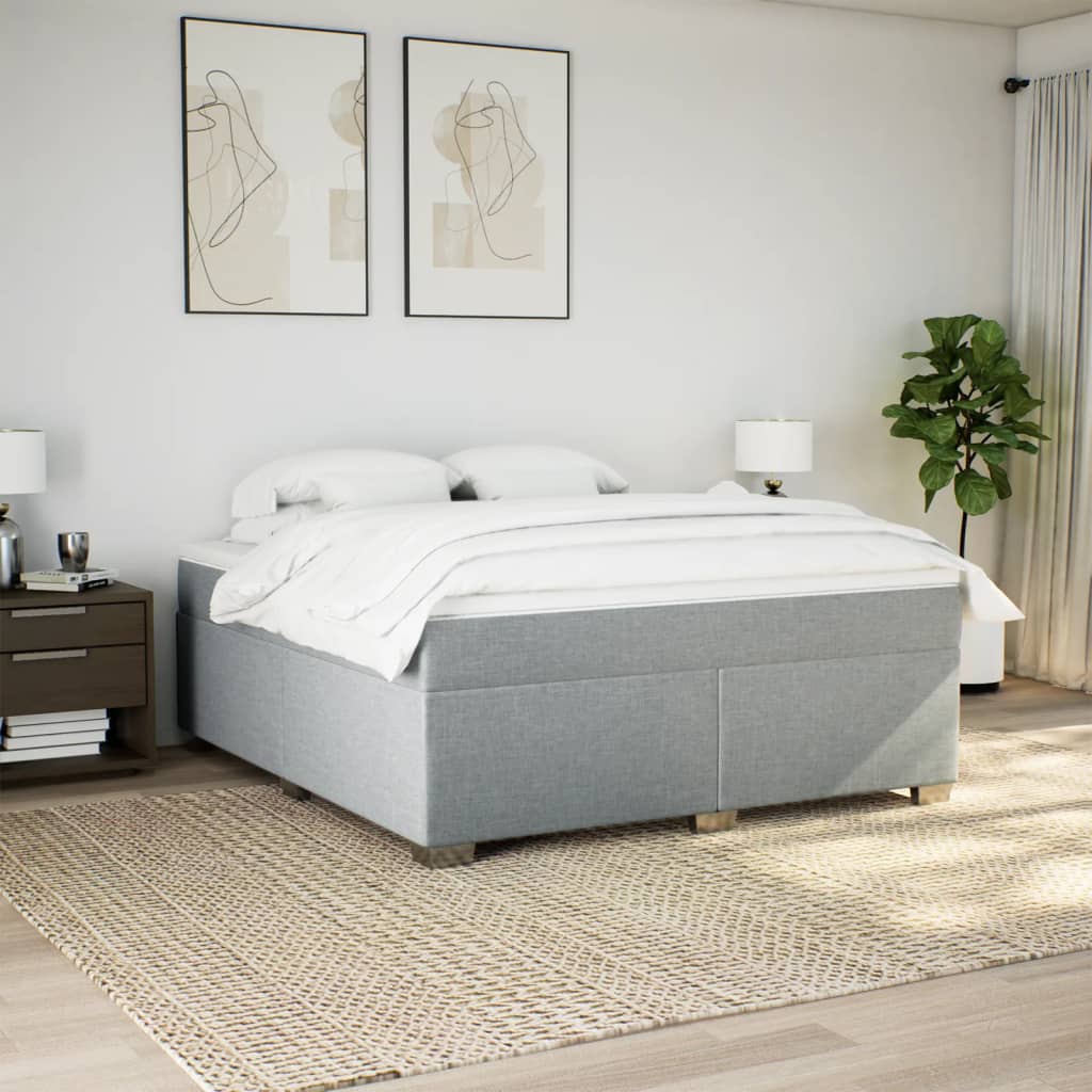 Sommier à lattes de lit avec matelas Gris clair 200x200cm Tissu - XIOS