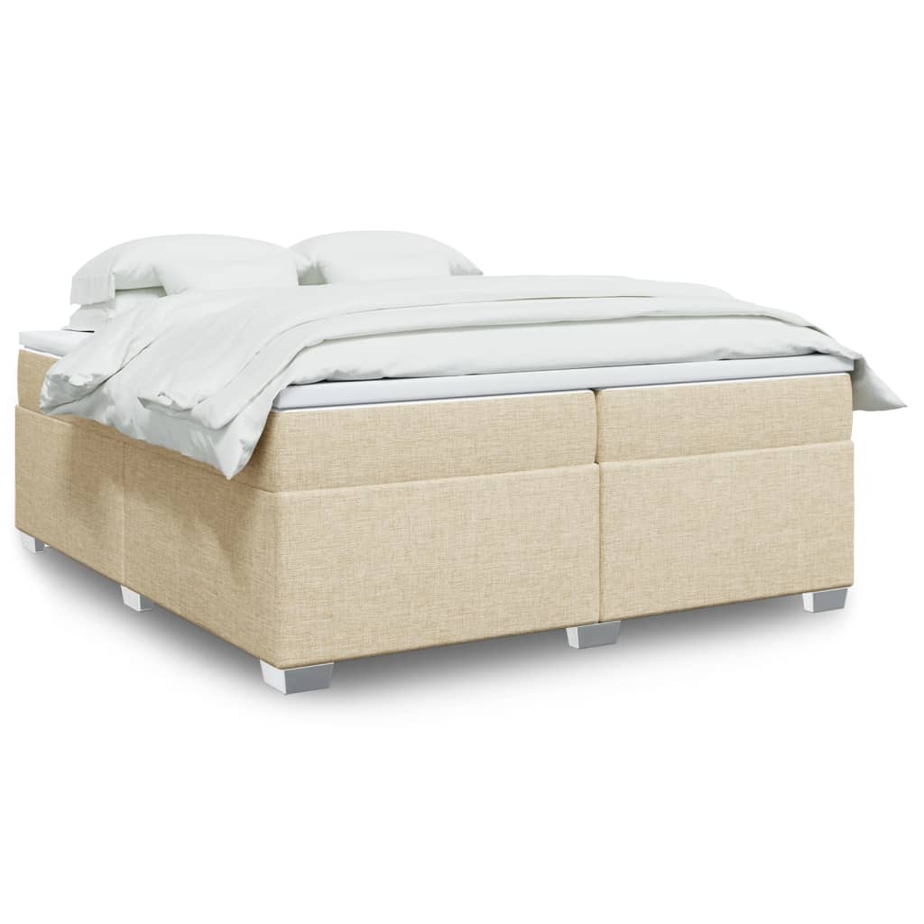 Sommier à lattes de lit avec matelas Crème 200x200 cm Tissu - XIOS