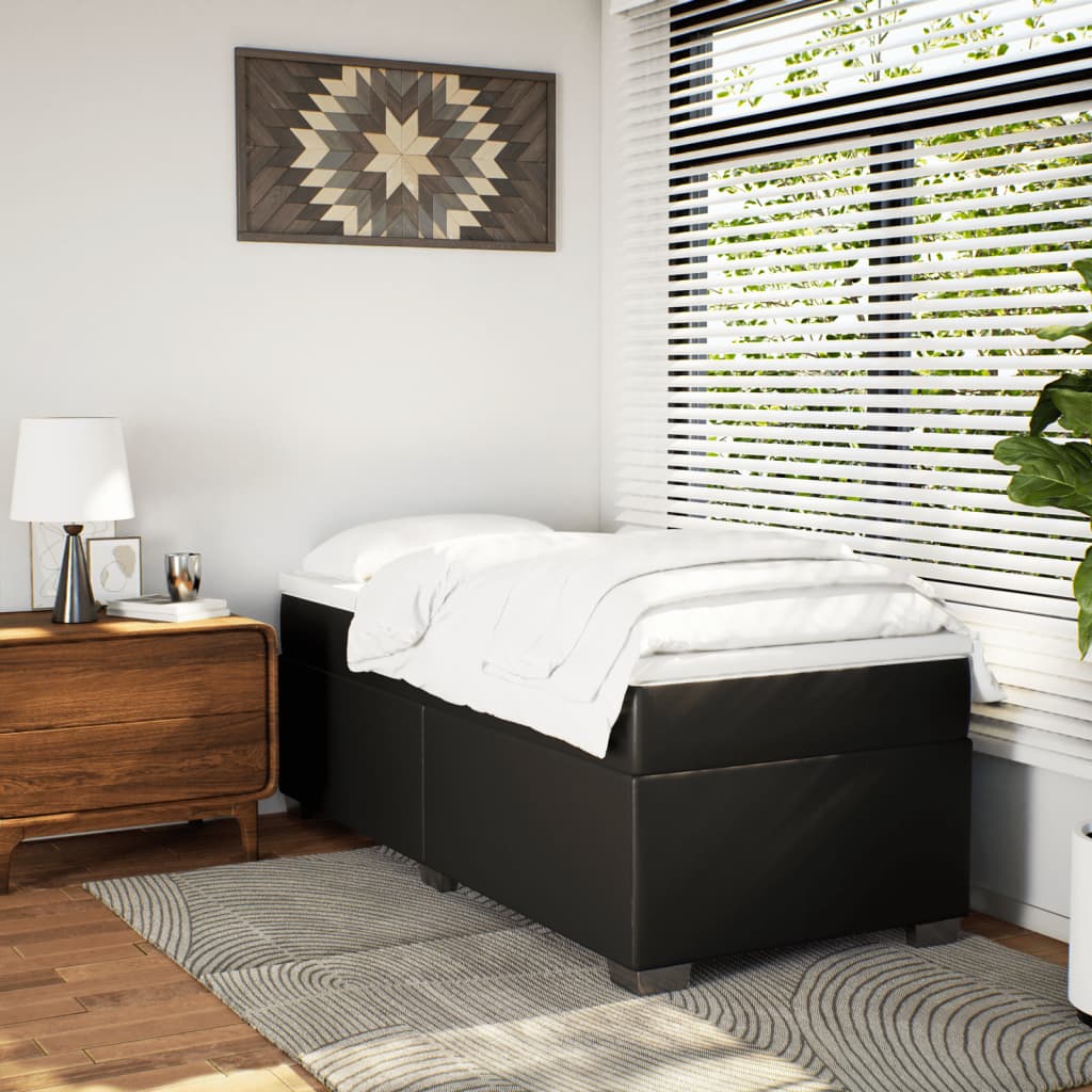 Sommier à lattes de lit avec matelas Noir 90x190 cm Similicuir - XIOS