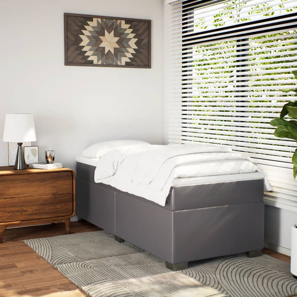 Sommier à lattes de lit avec matelas Gris 90x190 cm Similicuir - XIOS