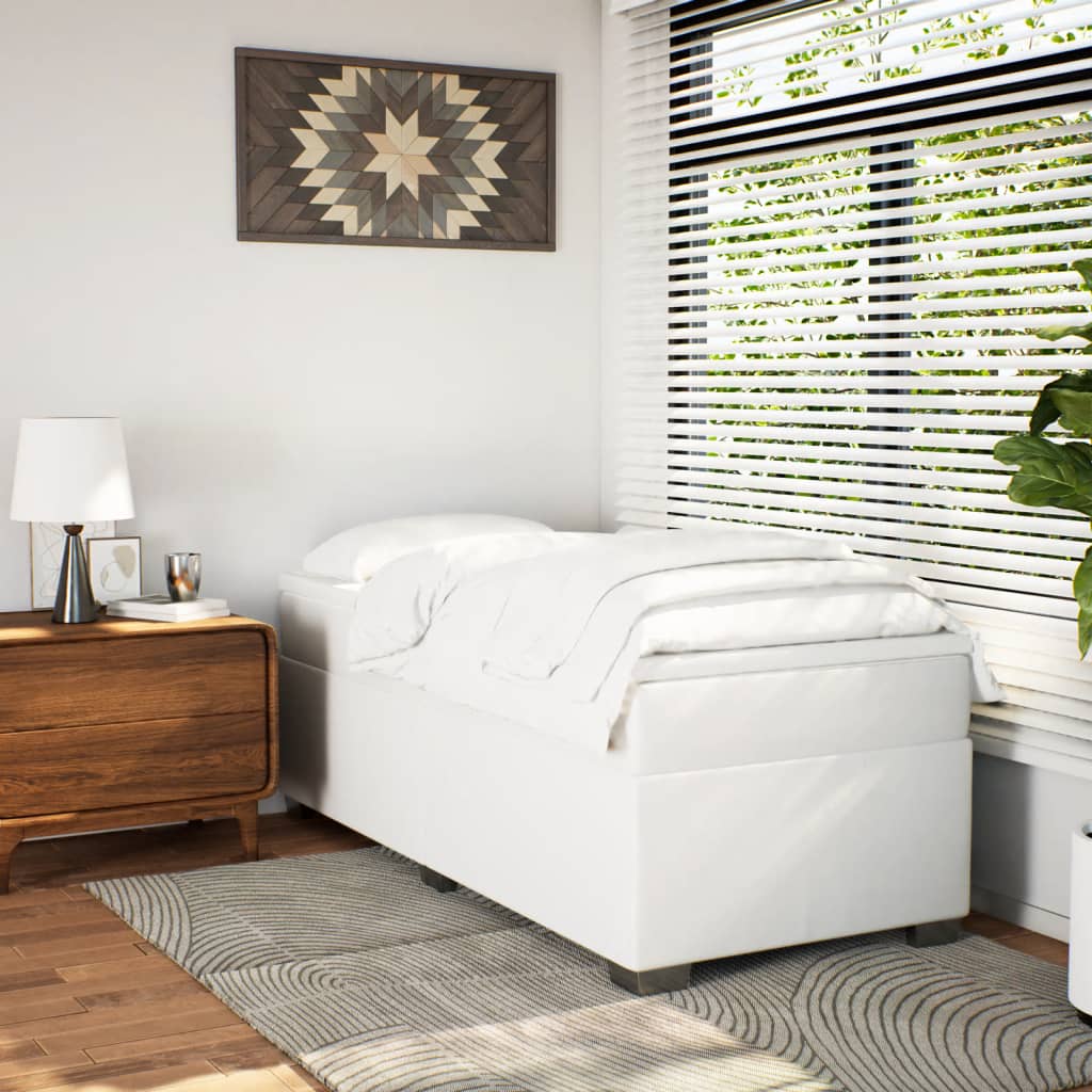 Sommier à lattes de lit avec matelas Blanc 90x200 cm Similicuir - XIOS
