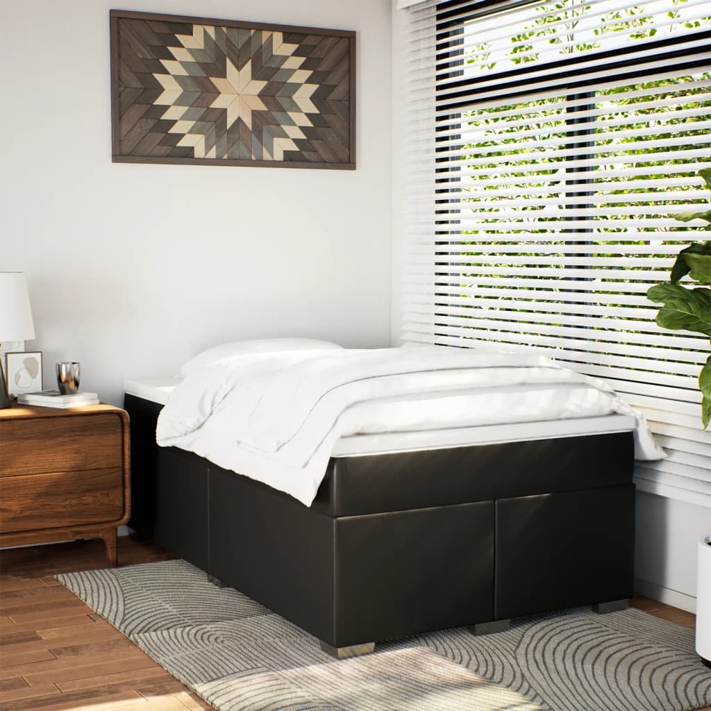 Sommier à lattes de lit avec matelas noir 120x190 cm similicuir - XIOS