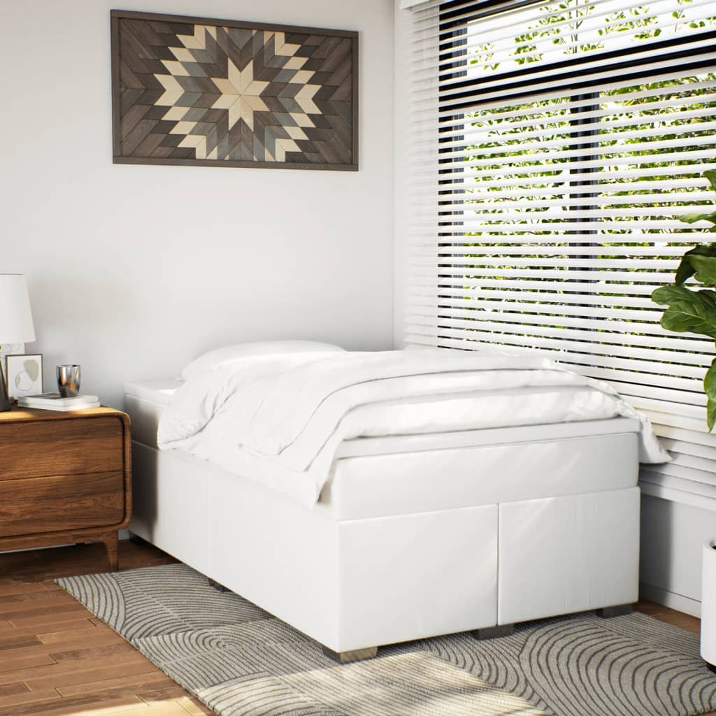 Sommier à lattes de lit avec matelas blanc 120x190cm similicuir - XIOS