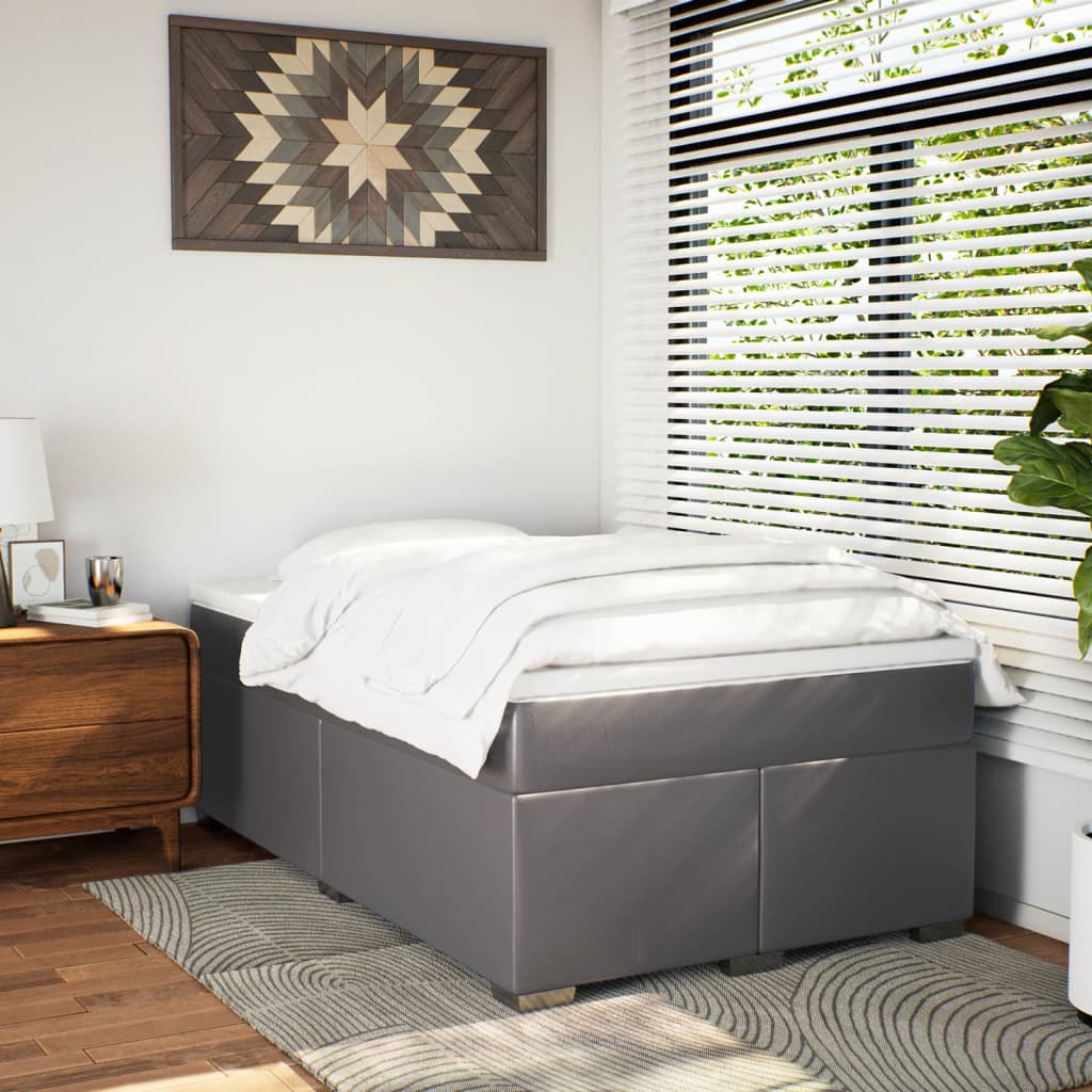 Sommier à lattes de lit avec matelas gris 120x190 cm similicuir - XIOS