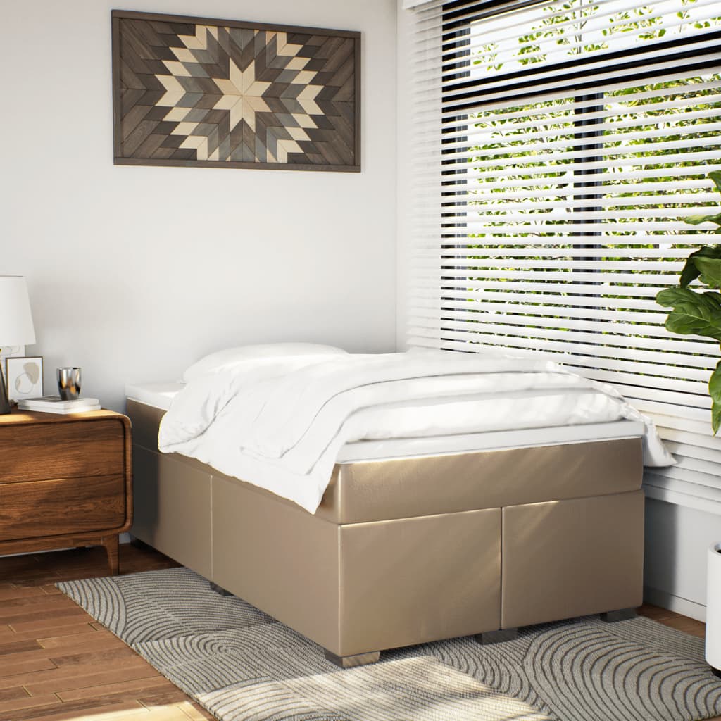 Sommier à lattes de lit matelas cappuccino 120x190cm similicuir - XIOS