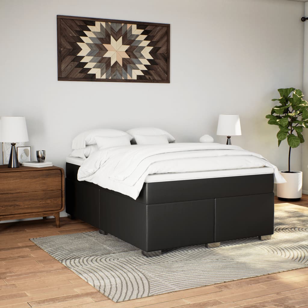 Sommier à lattes de lit avec matelas Noir 140x190 cm Similicuir - XIOS