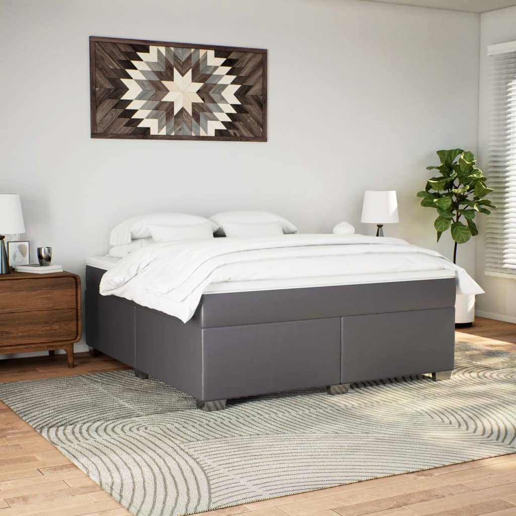 Sommier à lattes de lit avec matelas Gris 180x200 cm Similicuir - XIOS