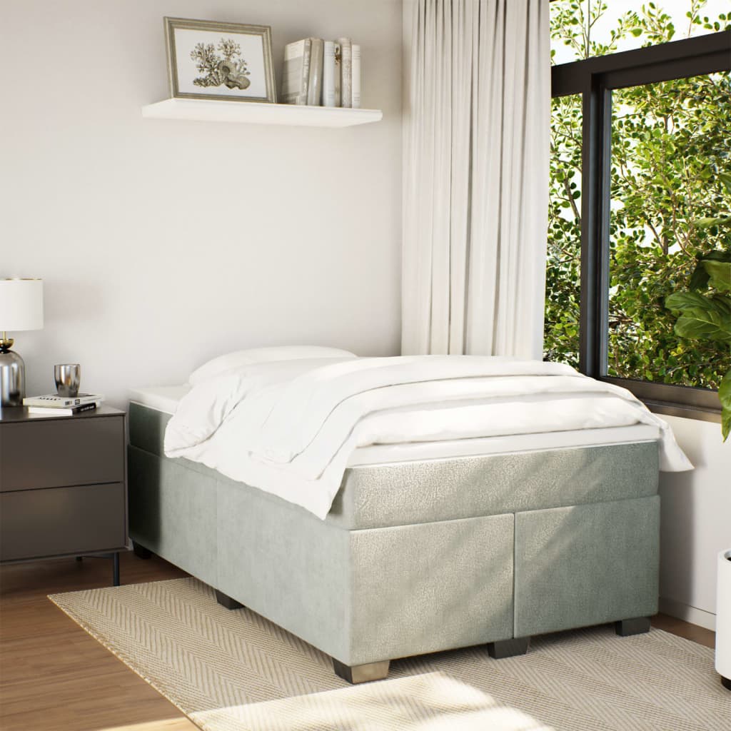 Sommier à lattes de lit et matelas gris clair 120x190cm velours - XIOS