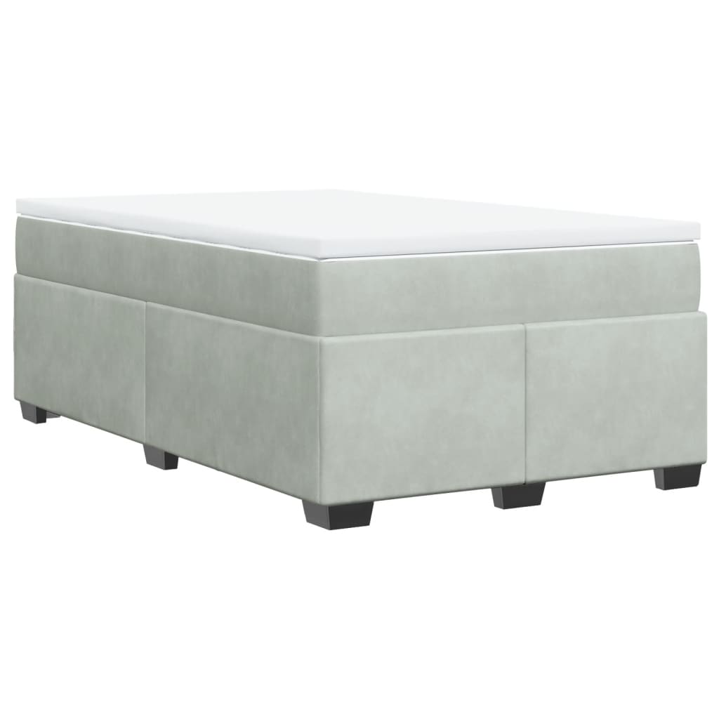 Sommier à lattes de lit et matelas gris clair 120x190cm velours - XIOS